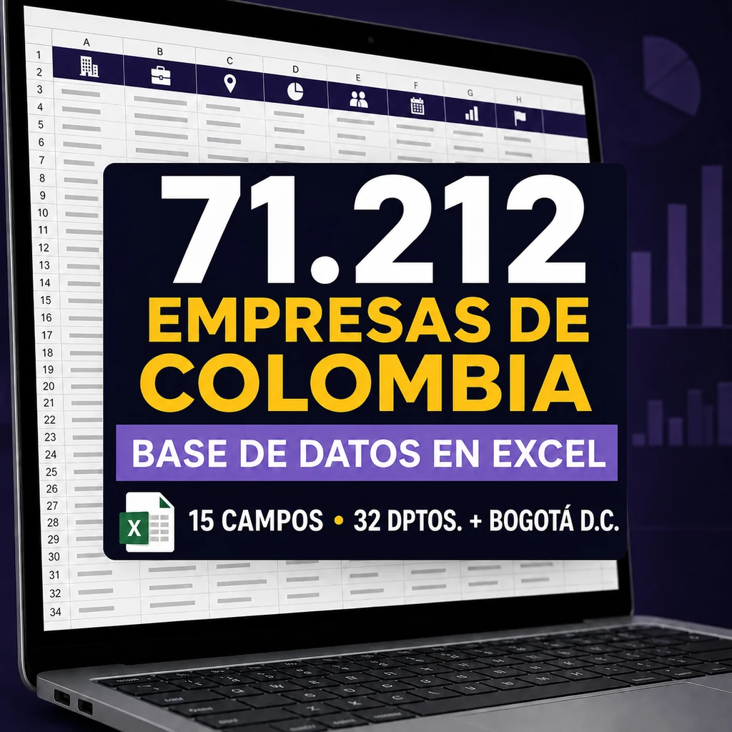 Portada de Base de datos de 71.212 empresas de Colombia en Excel